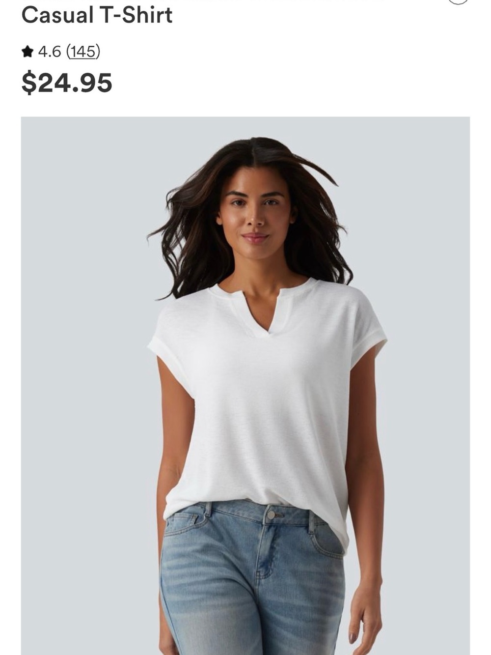 HALARA White Notch-Neck Short Sleeve Tee